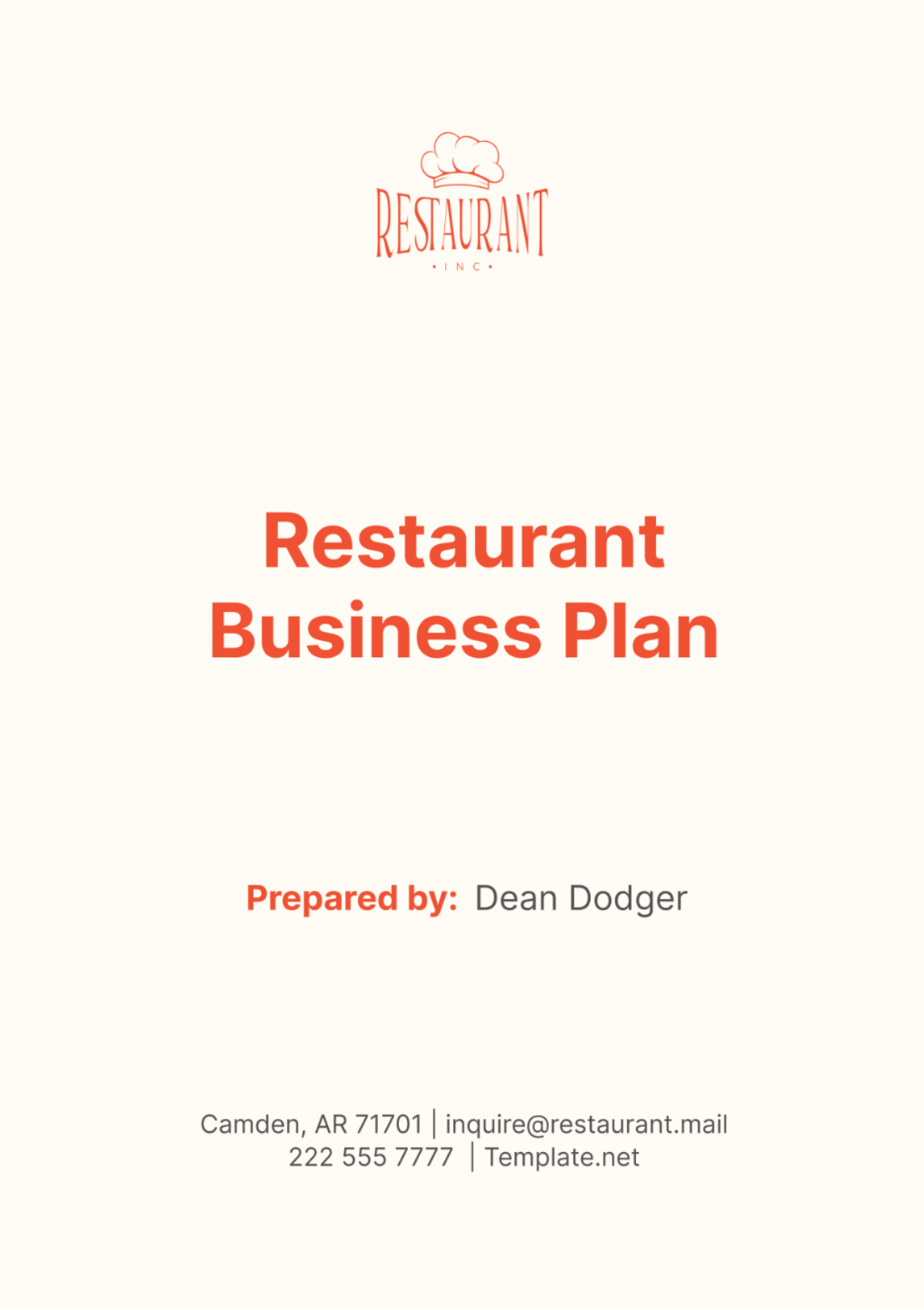 Restaurant Business Plan Template - Edit Online & Download