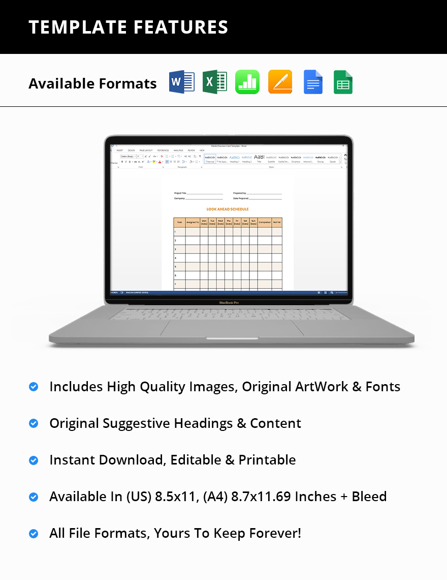 Look Ahead Schedule Template Download in Word Google Docs Excel