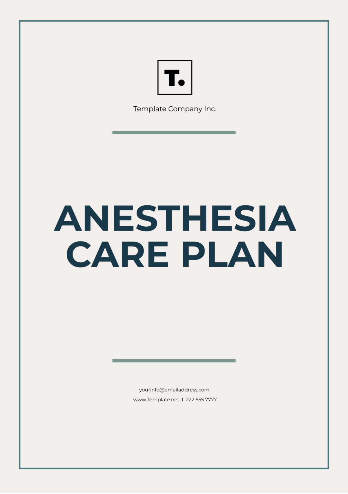Anesthesia Care Plan Template