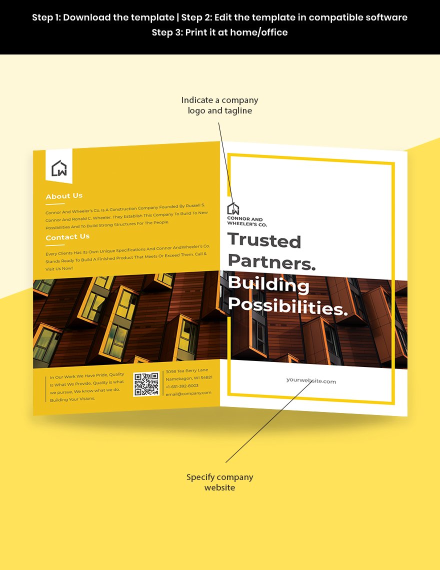 Commercial Construction Bi-Fold Brochure Template