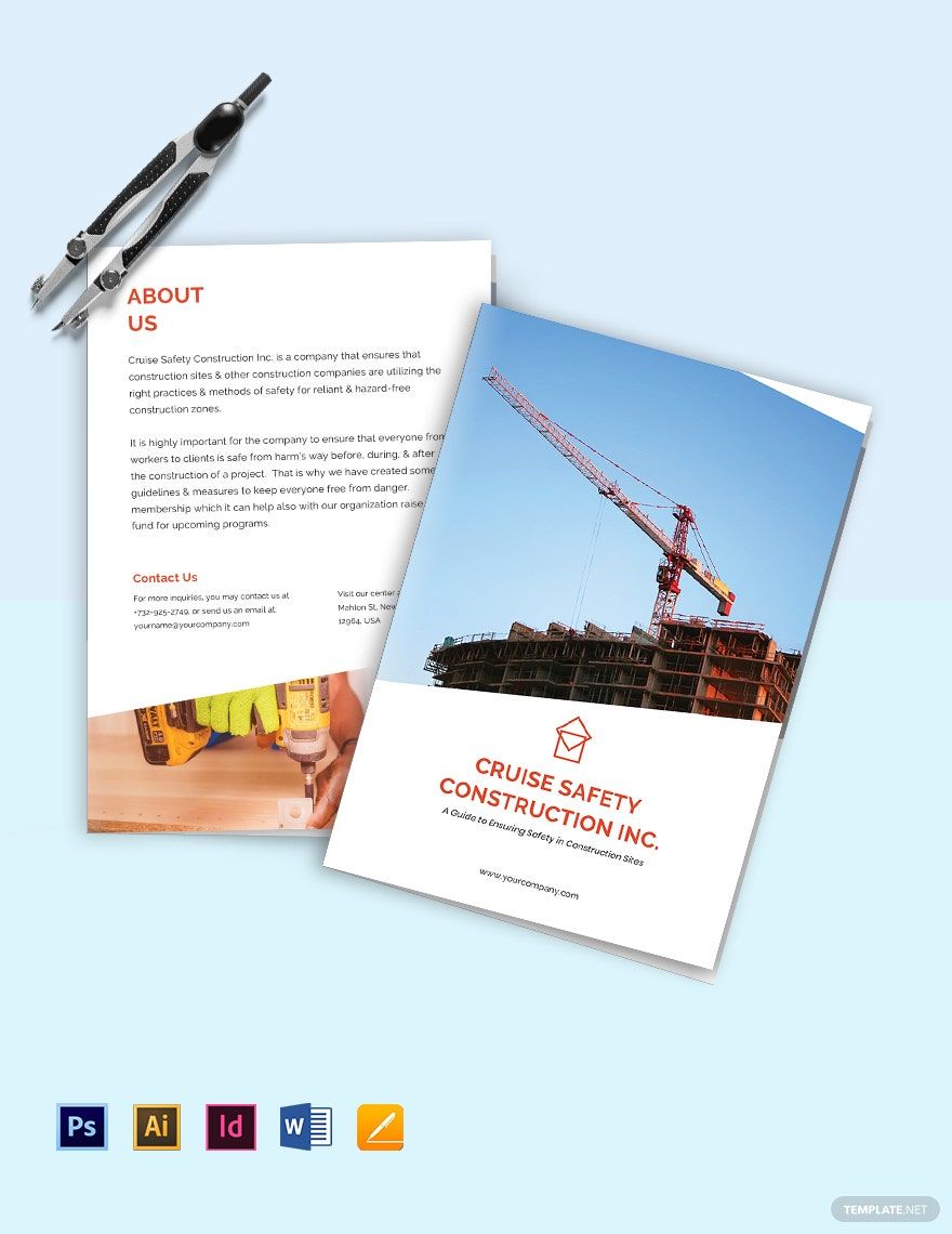 Construction Safety Bi-Fold Brochure Template