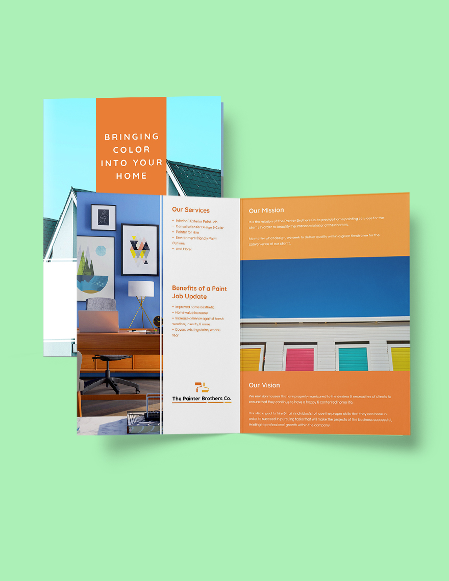 House Painting Contractor Bi-Fold Brochure Template