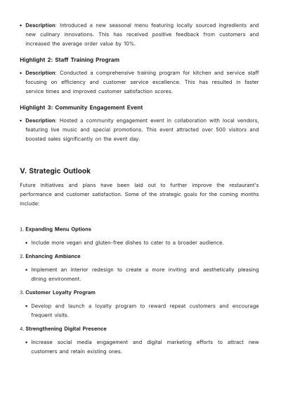 Free Restaurant Monthly Statement Template to Edit Online