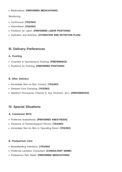 Free Birth Preparedness Plan Template to Edit Online