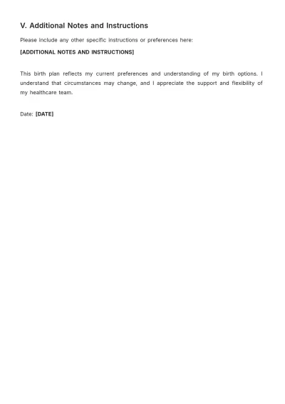 Free Birth Preparedness Plan Template to Edit Online