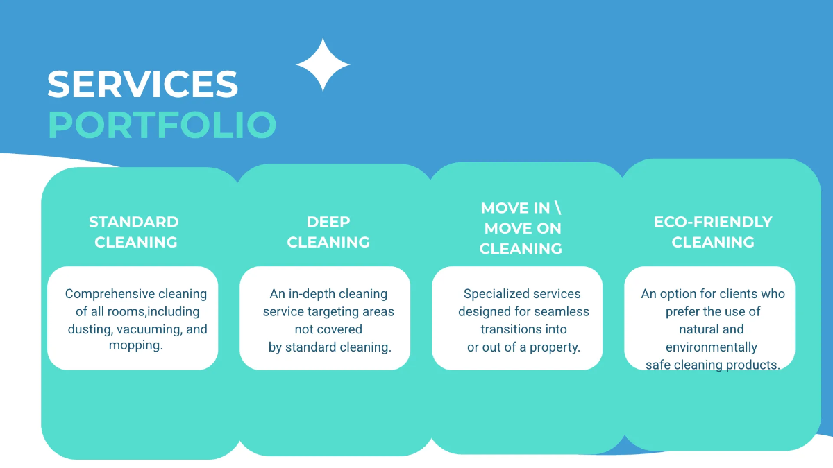 Free Residential Cleaning Services Overview Presentation Template to Edit Online