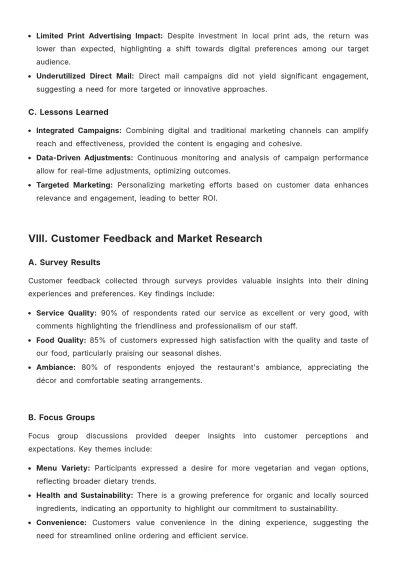 Free Restaurant Marketing Report Template to Edit Online
