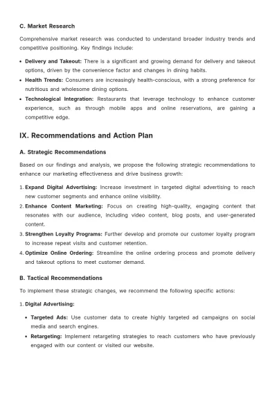 Free Restaurant Marketing Report Template to Edit Online