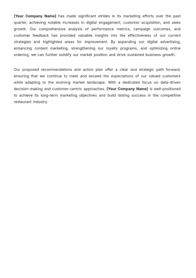 Free Restaurant Marketing Report Template to Edit Online