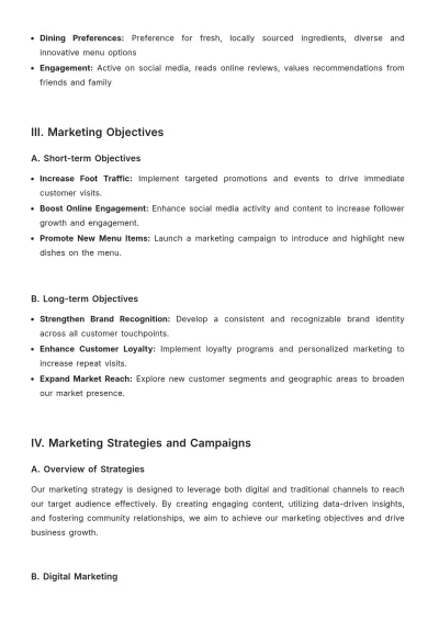 Free Restaurant Marketing Report Template to Edit Online