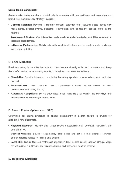 Free Restaurant Marketing Report Template to Edit Online