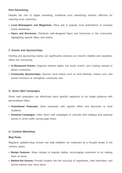 Free Restaurant Marketing Report Template to Edit Online