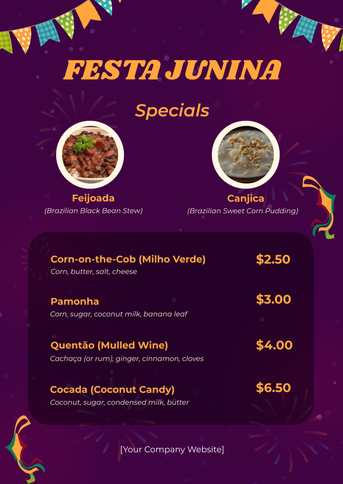 Free Festa Junina Event Food Menu Template