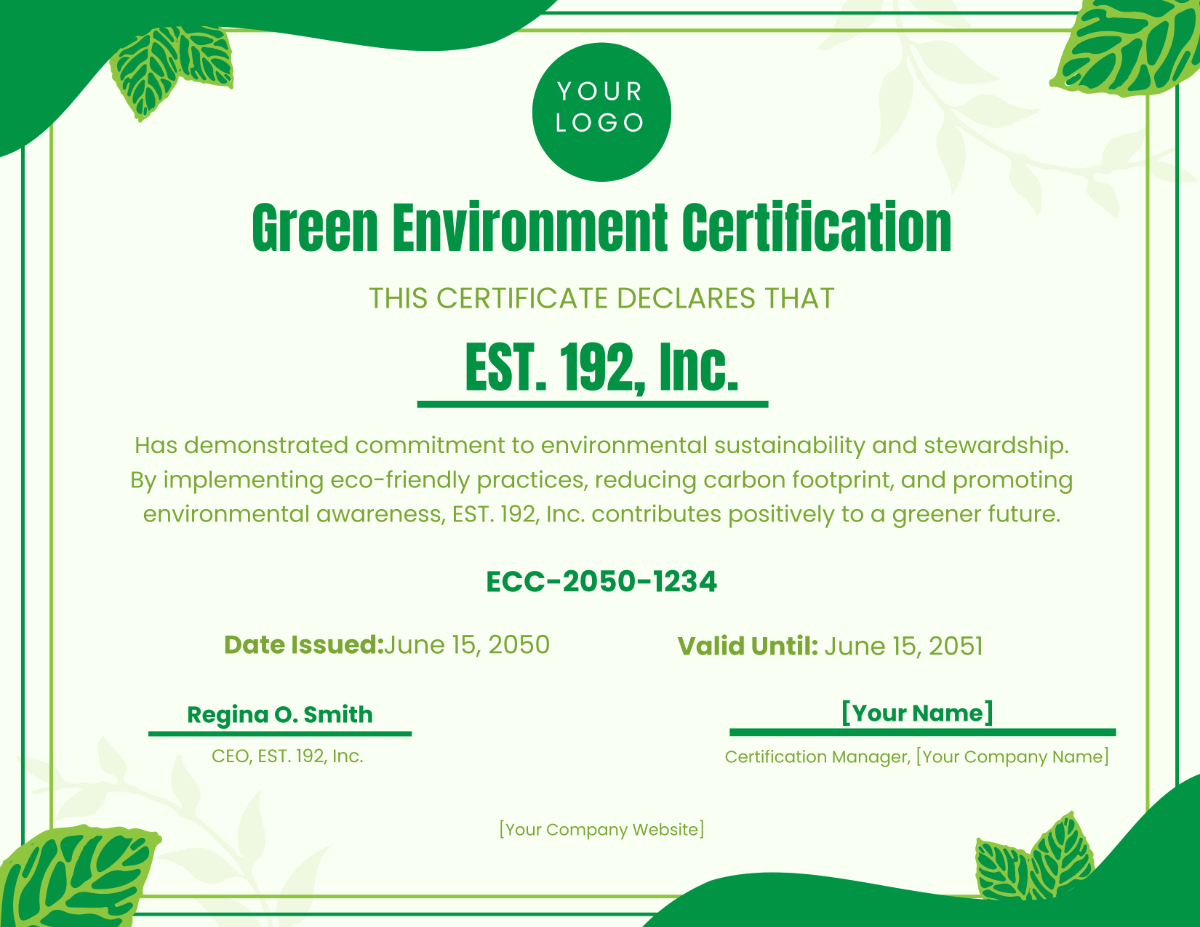 Green Environment Certificate