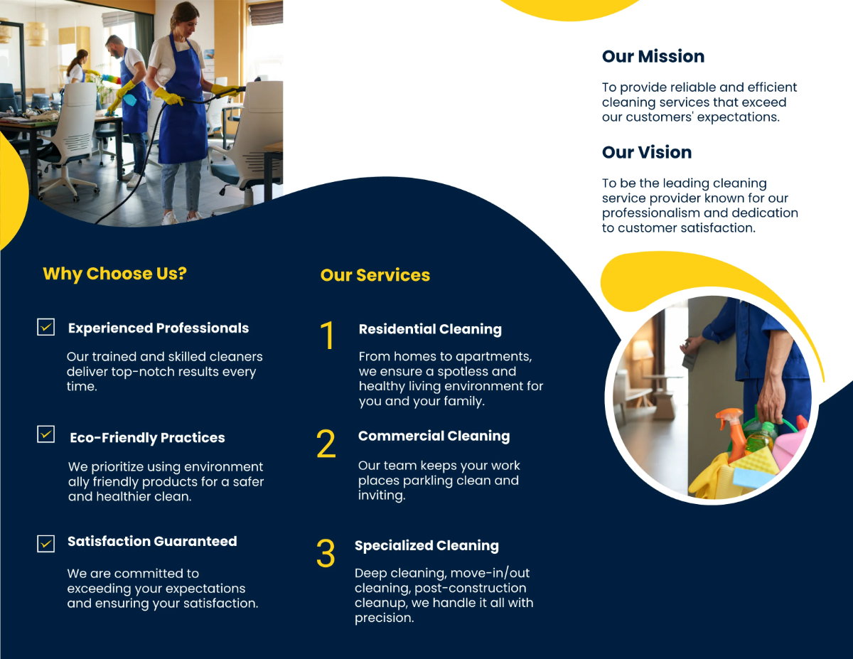 Free Cleaning Services Brochure Template to Edit Online