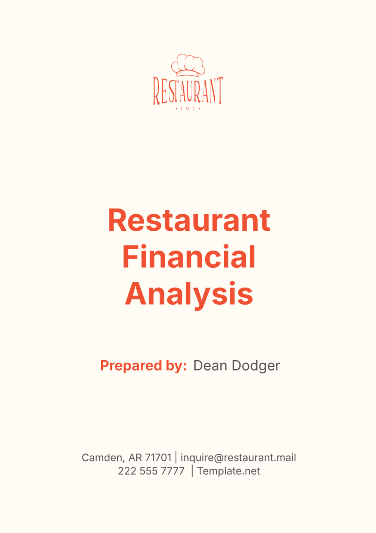 Restaurant Financial Analysis Template - Edit Online & Download