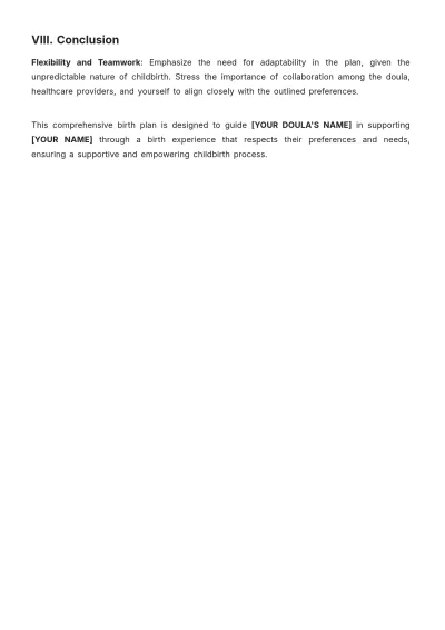 Free Doula Birth Plan Template to Edit Online