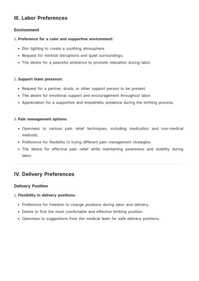 Free Twin Birth Plan Template to Edit Online