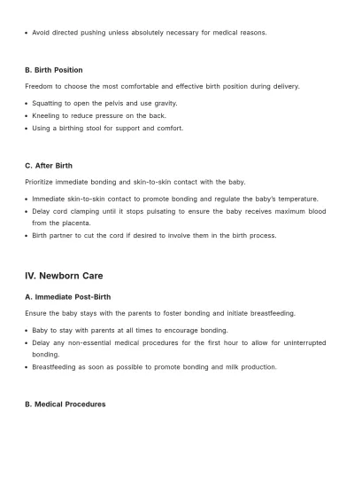 Free Natural Birth Plan Template to Edit Online