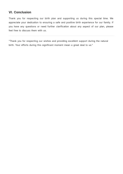 Free Natural Birth Plan Template to Edit Online