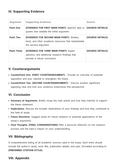Free Essay Writing Plan Template to Edit Online
