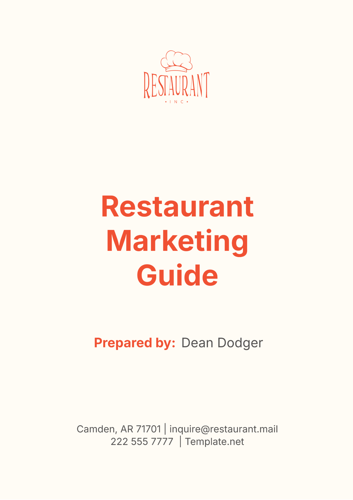 Restaurant Marketing Guide Template - Edit Online & Download