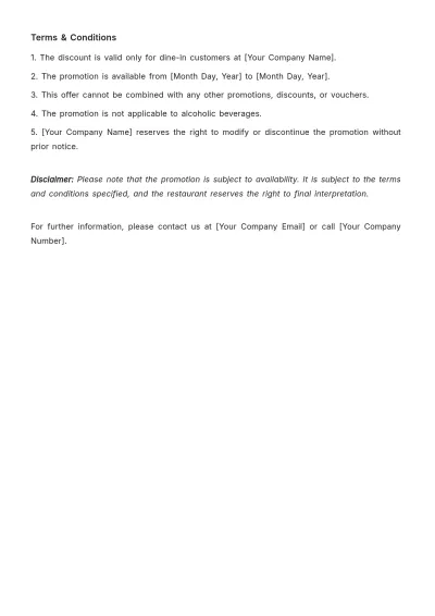 Free Restaurant Promotion Press Release Template to Edit Online
