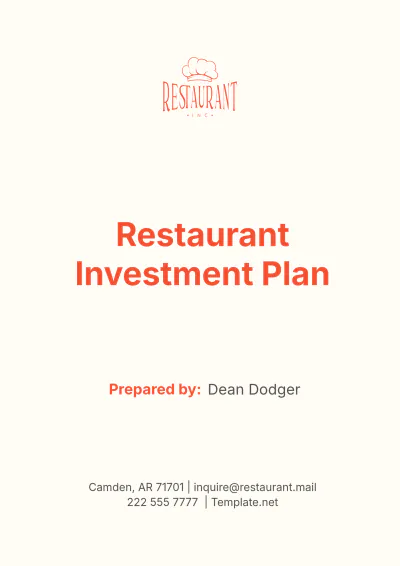 Free Restaurant Investment Plan Template to Edit Online