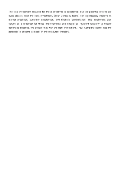 Free Restaurant Investment Plan Template to Edit Online