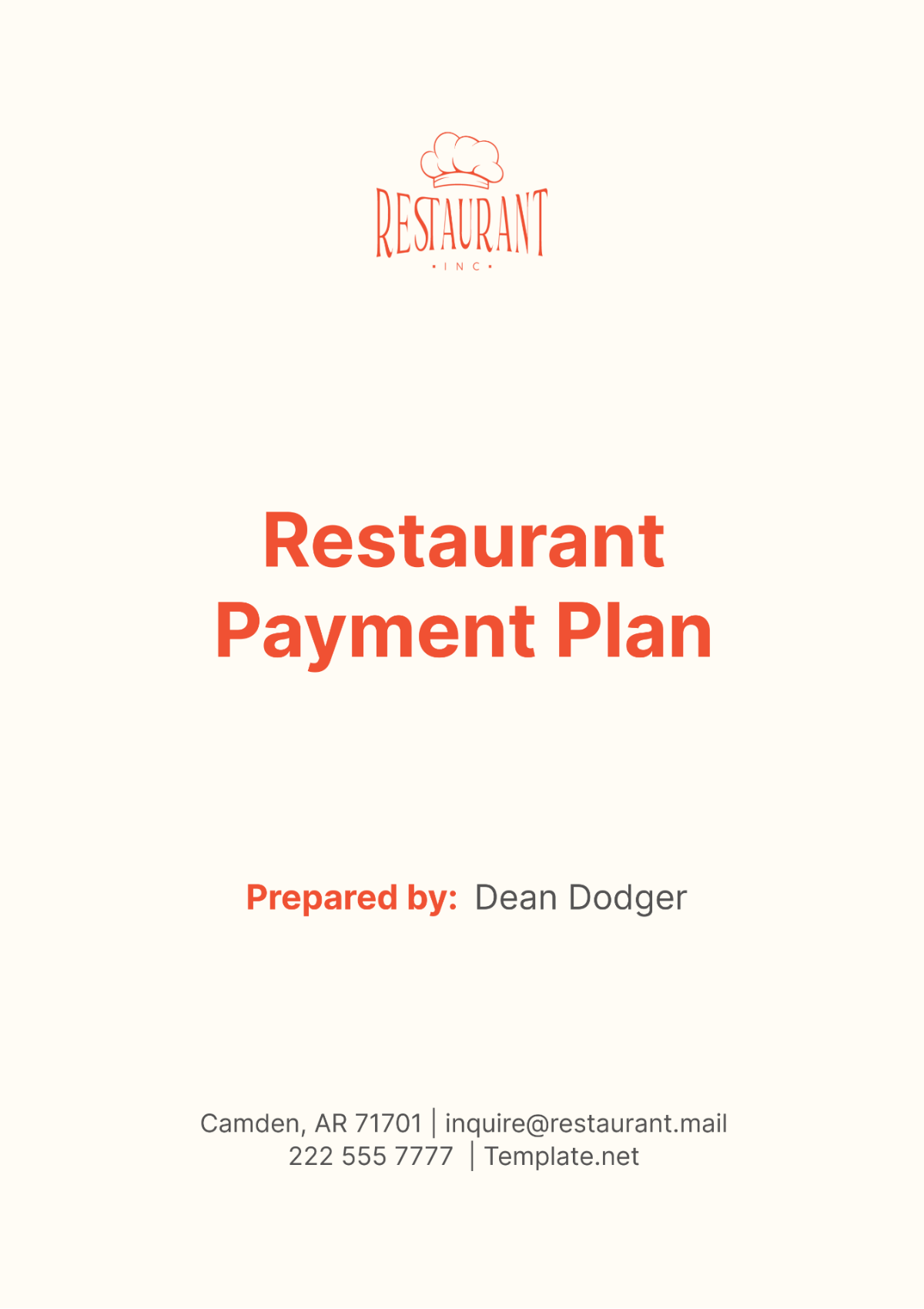 Restaurant Payment Plan Template - Edit Online & Download