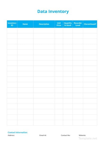 Data Inventory Template: Download 48+ Inventory in Word, Excel, Pages ...