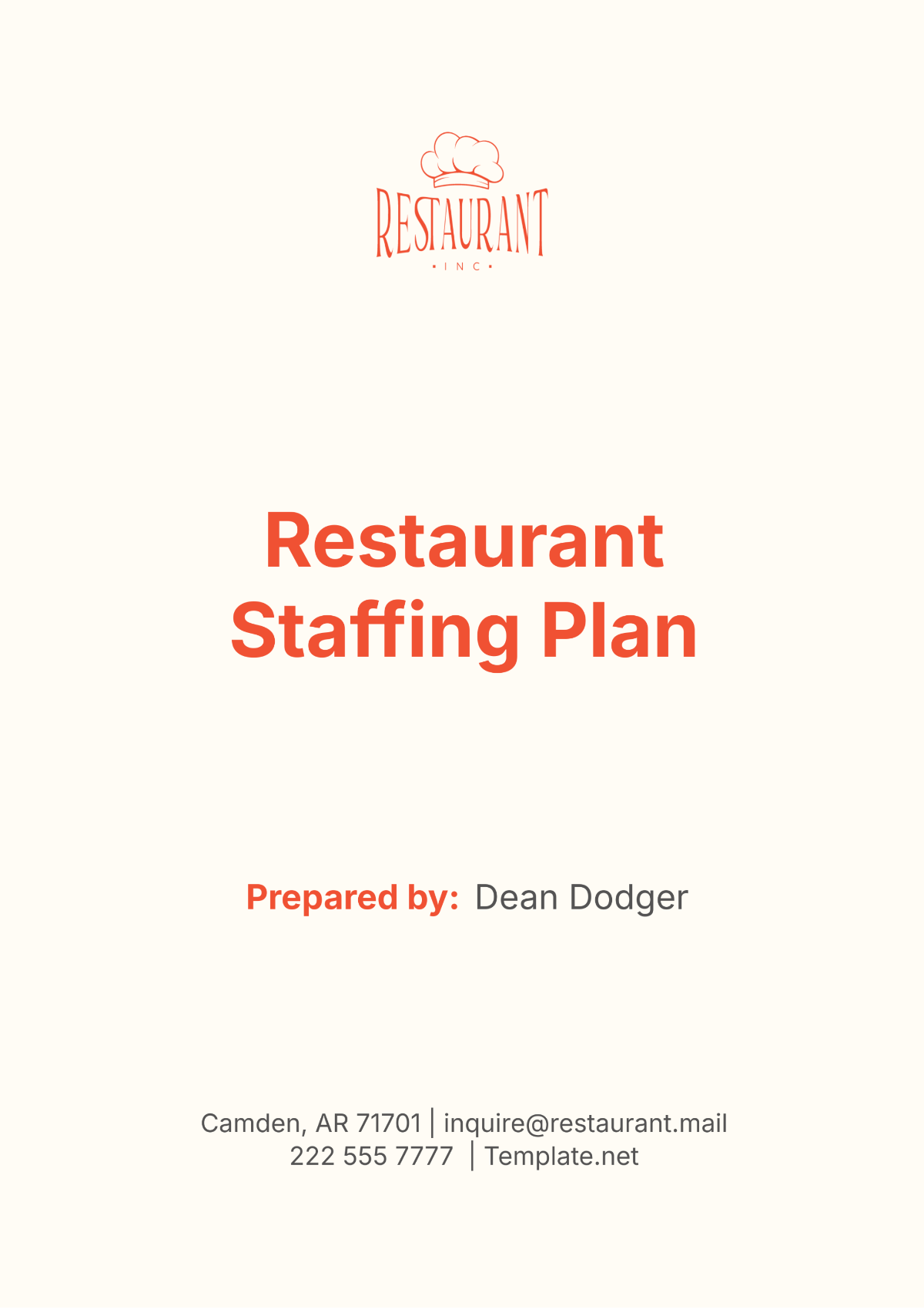 Restaurant Staffing Plan Template - Edit Online & Download