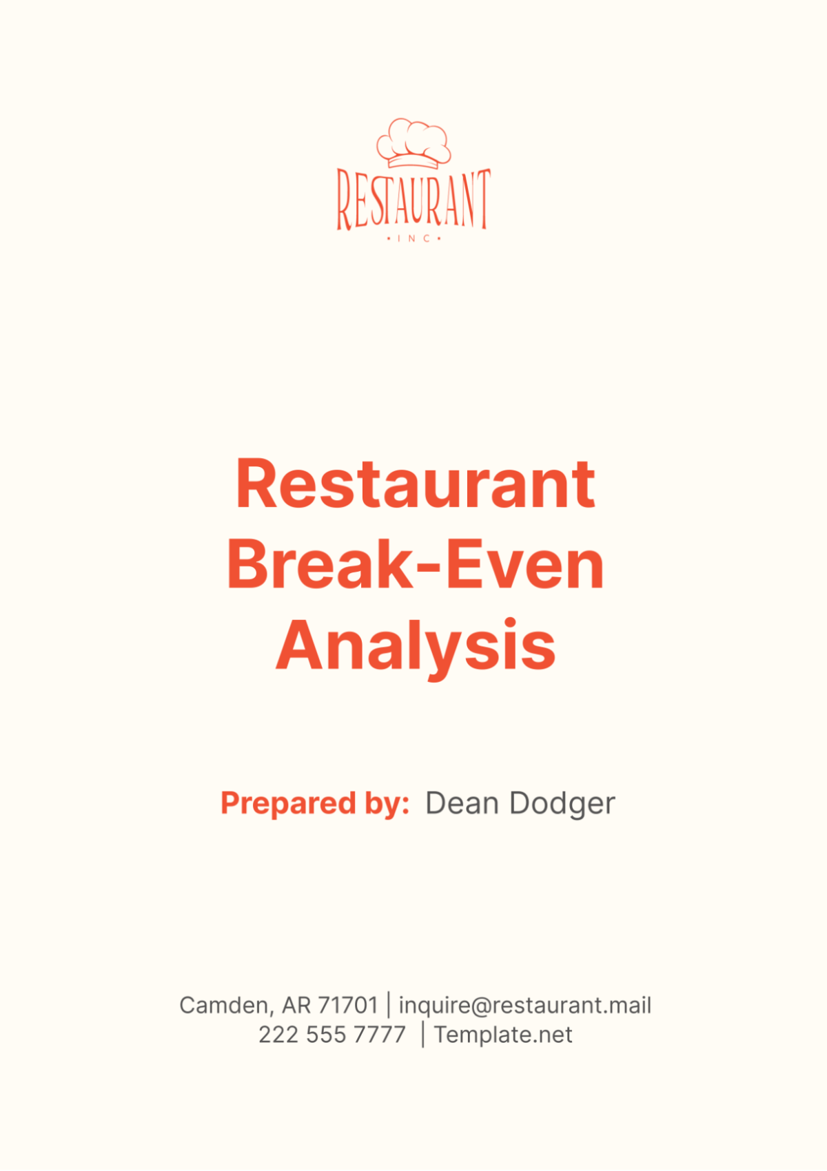Free Restaurant Break-Even Analysis Template