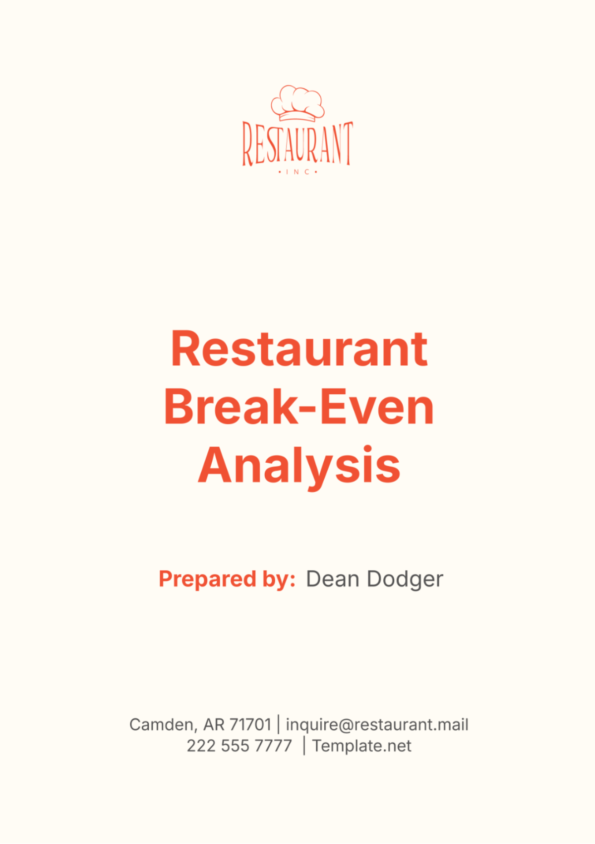 Restaurant Break-Even Analysis Template - Edit Online & Download