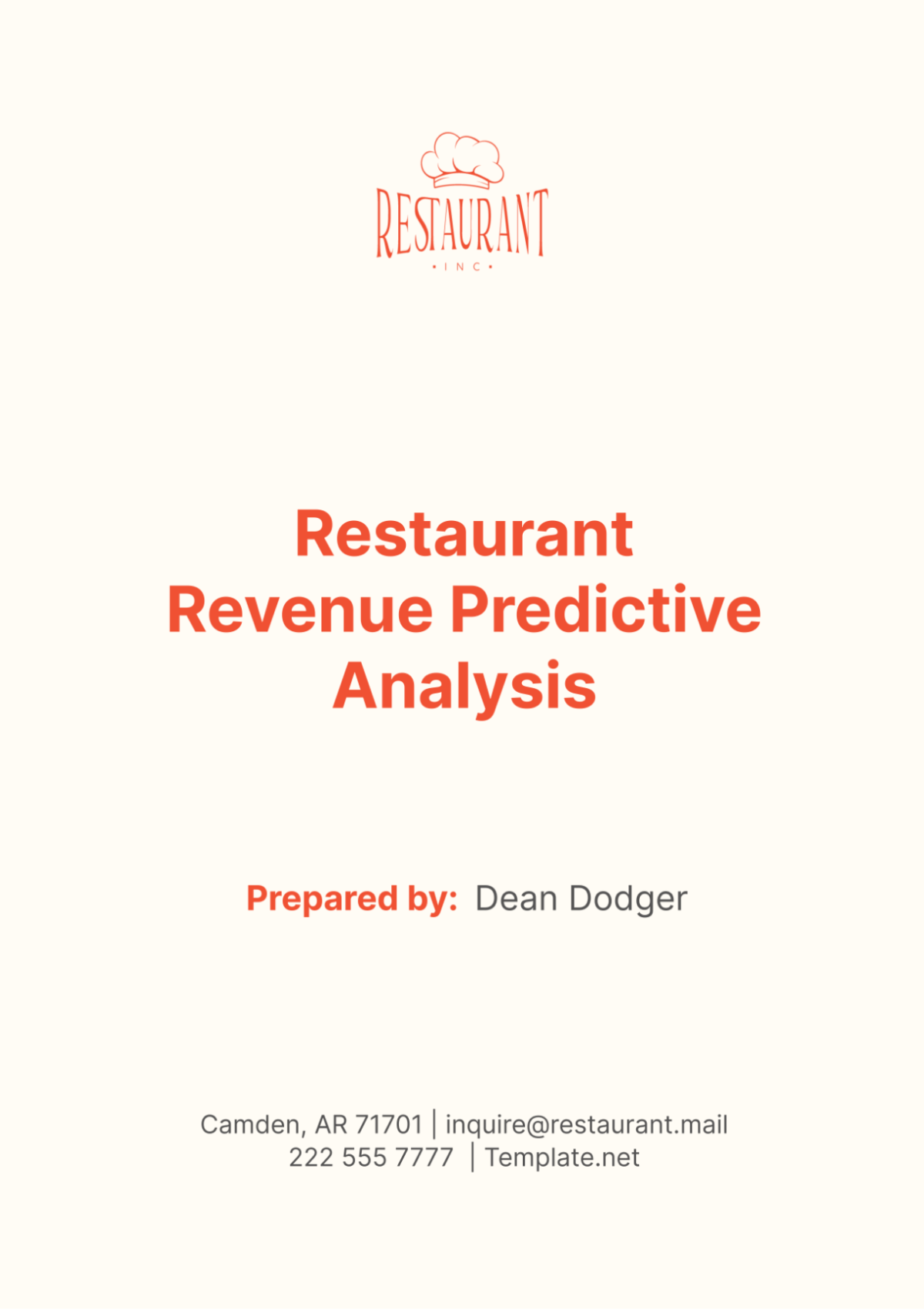 Free Restaurant Revenue Predictive Analysis Template