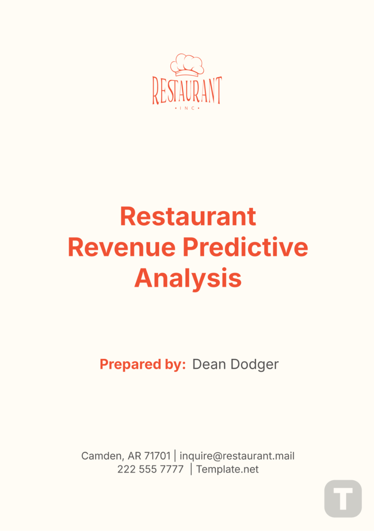 Restaurant Revenue Predictive Analysis Template - Edit Online & Download