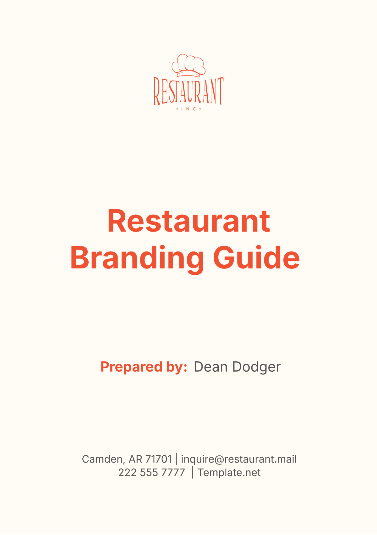 Restaurant Branding Guide Template - Edit Online & Download