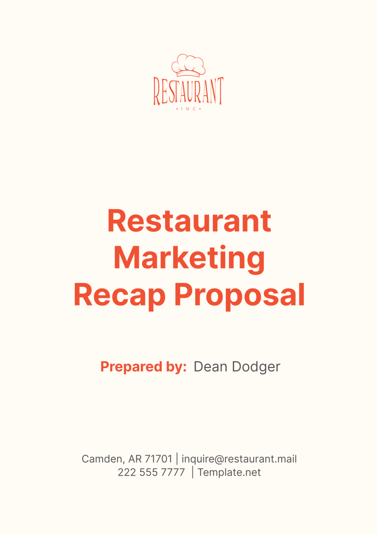 Free Restaurant Marketing Recap Proposal Template