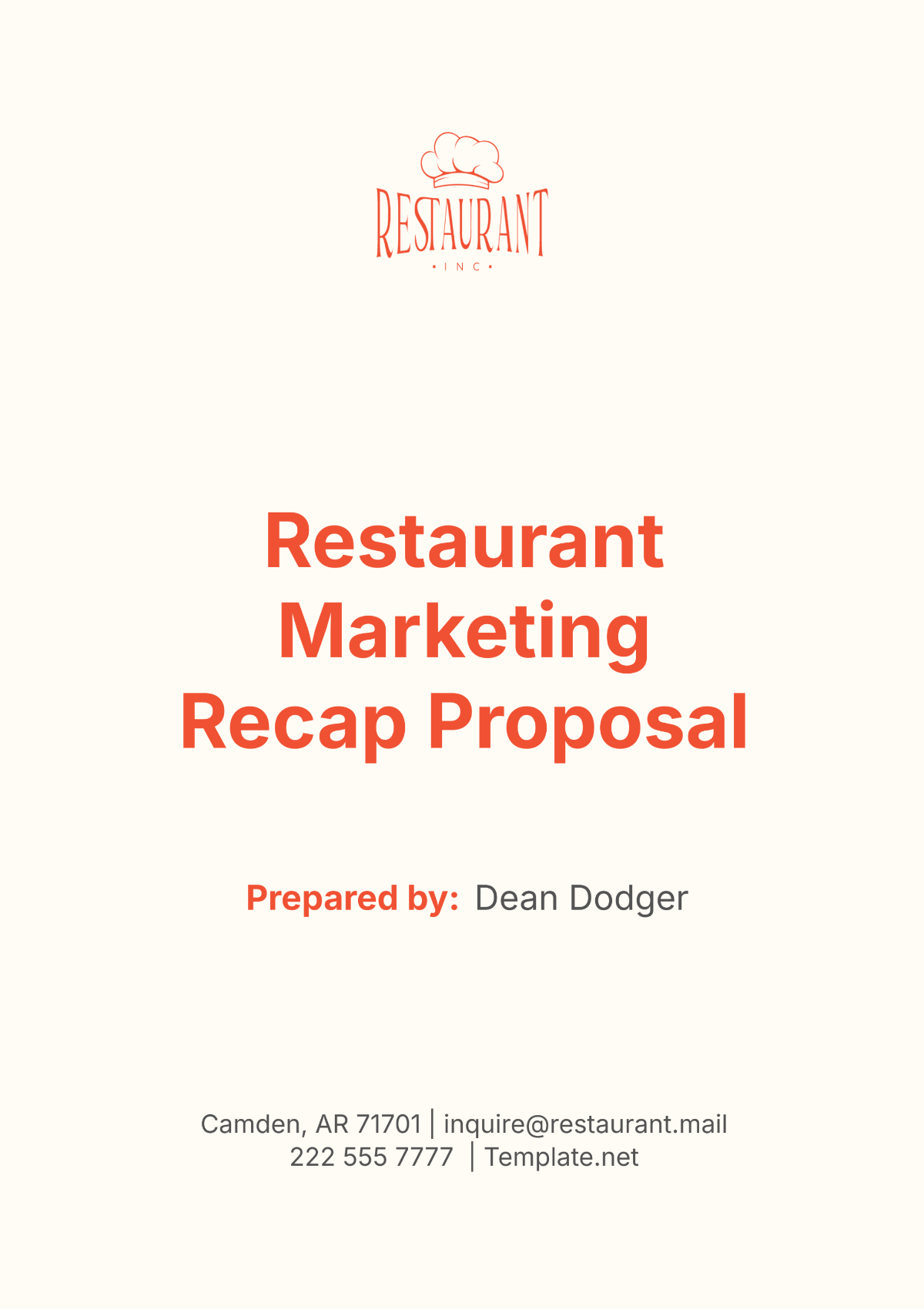 Restaurant Marketing Recap Proposal Template - Edit Online & Download