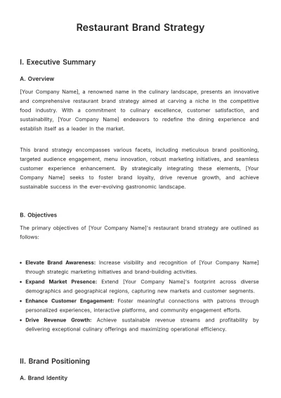 Free Restaurant Brand Strategy Template to Edit Online