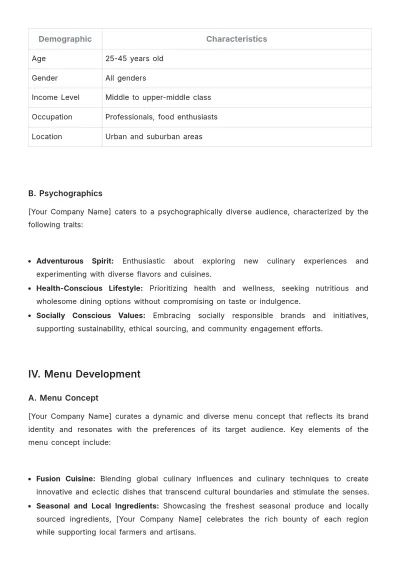 Free Restaurant Brand Strategy Template to Edit Online