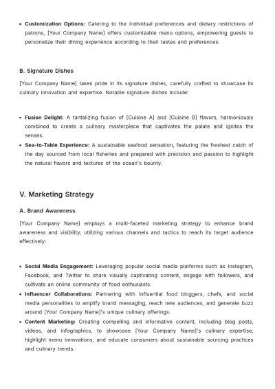 Free Restaurant Brand Strategy Template to Edit Online