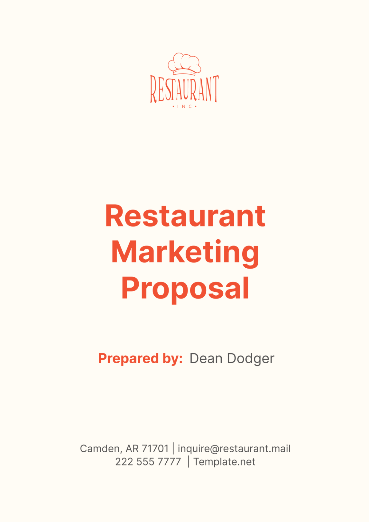 Free Restaurant Marketing Proposal Template