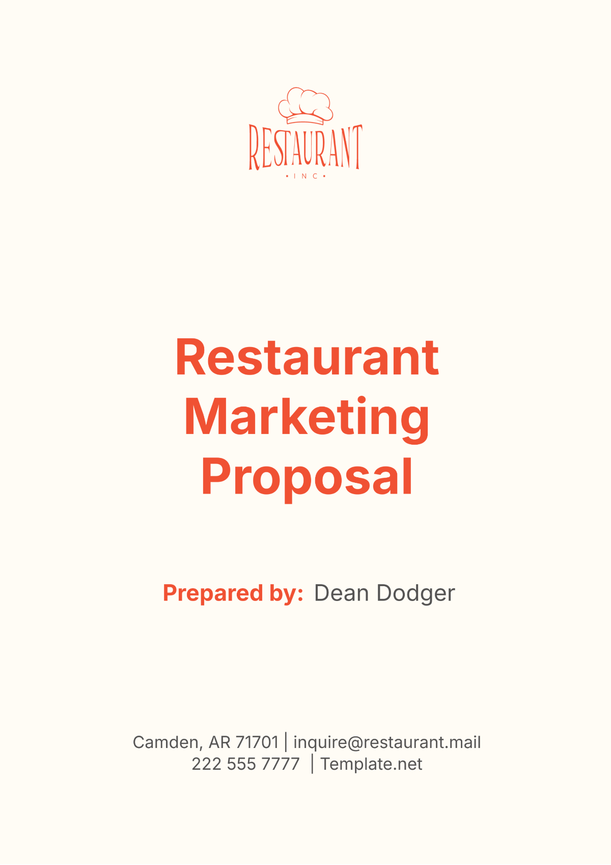 Restaurant Marketing Proposal Template - Edit Online & Download