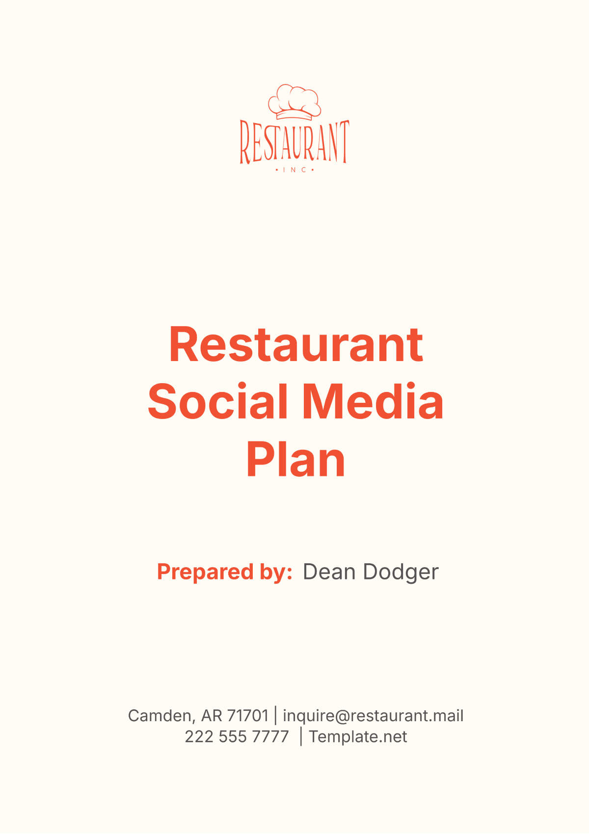 Restaurant Social Media Plan Template - Edit Online & Download