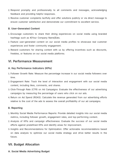 Free Restaurant Social Media Plan Template to Edit Online
