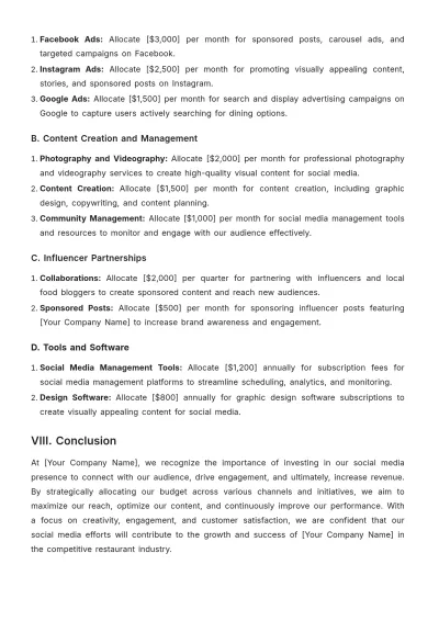 Free Restaurant Social Media Plan Template to Edit Online