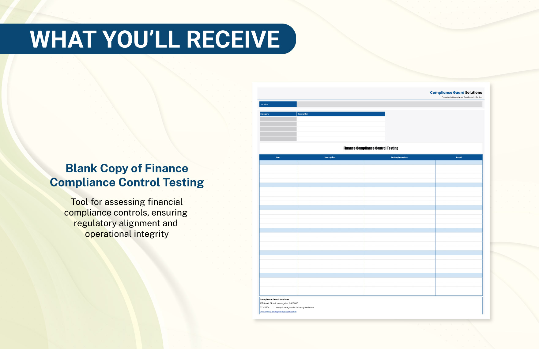 Finance Compliance Control Testing Template