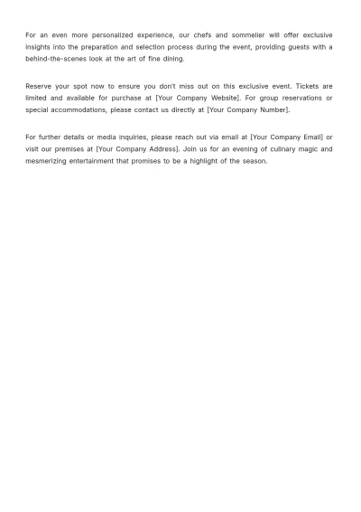 Free Restaurant Event Press Release Template to Edit Online