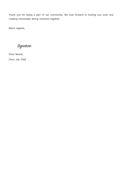 Free Letter Announcing New Restaurant Service Template to Edit Online